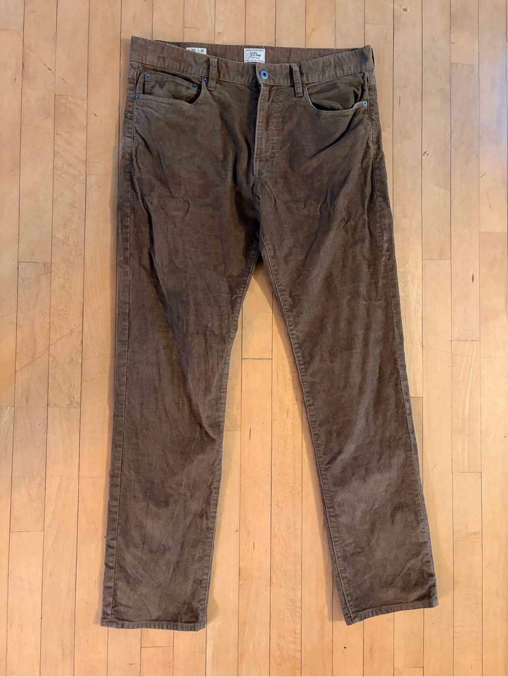 J. Crew Men's Dark Khaki Corduroy Straight-Leg Pants